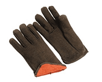 Red Fleece Lined Brown Jersey Gloves, 12 pairs, Large